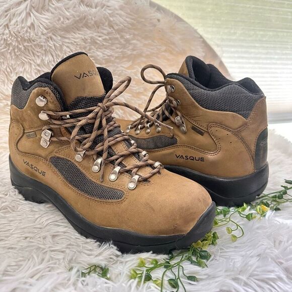 Vasque Women’s Hiking Ankle Boots Lace up in Olive Brown Leather sz 9 US - Picture 1 of 12